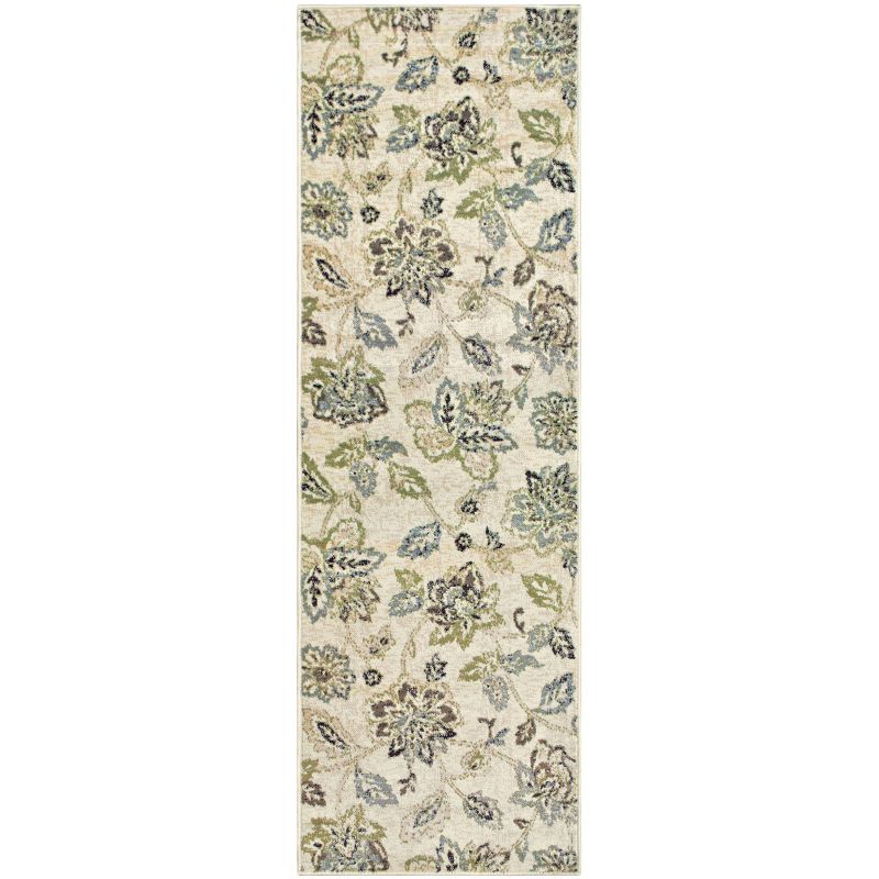Contemporary Floral Indoor Area Rug or Runner - Blue Nile Mills, 1 of 4