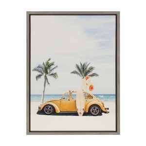 Kate & Laurel All Things Decor 18"x24" Sylvie Kangaroo Summer Adventures Framed Canvas Wall Art - 1 of 4