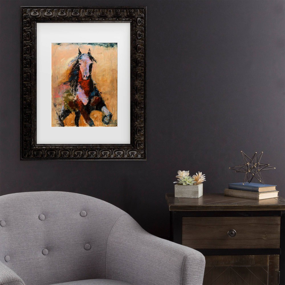 Trademark Fine Art 16"x20" Joarez Golden Horse Matted Framed Art Dark Gold