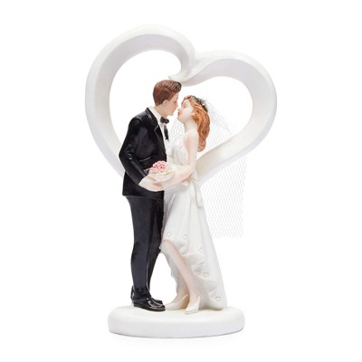Sparkle and Bash Heart Shape Love Bride & Groom Figurines Wedding Cake Topper, Wedding Party Decorations Gifts