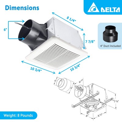 Delta Breez White Adjustable Speed Ceiling Mount Exhaust Fan
