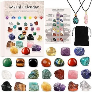Aoibox 24 Piece Christmas Countdown Healing Gemstone Advent Calendar Chakra Crystals Stones Set for Daily Mindfulness and Self Care - 1 of 4