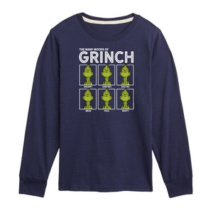 Boys' - Dr. Seuss - The Many Moods Of Grinch Long Sleeve Graphic T-Shirt - 1 of 4