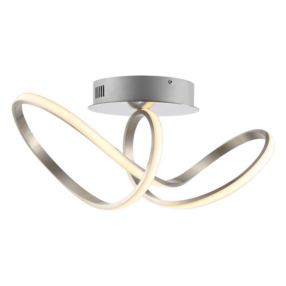 19.5" Chantelle Modern Minimalist Aluminum Loop Integrated LED Semi Flush Mount Nickel - JONATHAN Y