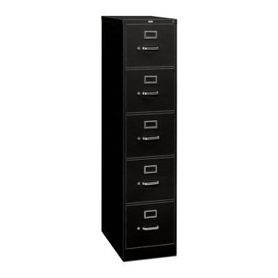 5 Drawer Filing Cabinet Full Suspension Letter File Cabinet Black - HON