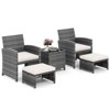 Costway 5 Pieces Patio Furniture Set PE Wicker Outdoor Lounge Chairs with 2 Ottomans Black/Gray/Navy/Red/Turquoise/White - 2 of 4