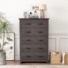 Costway 5 Drawer Chest Storage Dresser Tall Cabinet Organizer Bedroom Hallway Dark Grey/Walnut - 4 of 4