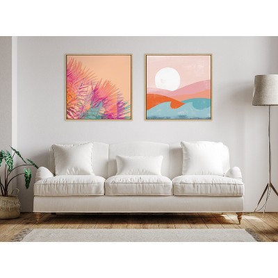 Sylvie Sun Burn 2 Pink and Orange Framed Canvas Wall Art