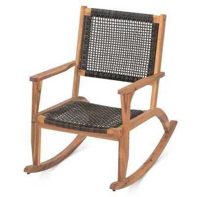 BENCMATE Patio Accent Chairs, Outdoor Rocking Chair Set, Rocking Chair with Comfortable Backrest for Porch Balcony, 2PCS, Black, 24.68"*41.81"*37.5"