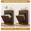 Fluted Tilt Out Trash Can Cabinet, Hidden Garbage 10 Gallon, Freestanding Dog Proof Wooden Trash Bin for Kitchen, Dining, Living Room, Walnut - 4 of 4