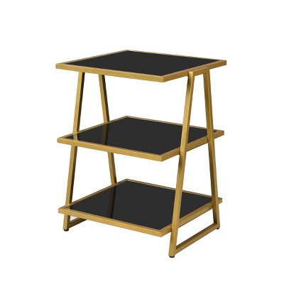 Garrity Accent Table Black Glass/Gold - Carolina Chair & Table