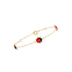 Ross-Simons Italian Child's 18kt Yellow Gold Station Ladybug Bracelet With Red and Black Enamel Size 5.5 - 1 of 2
