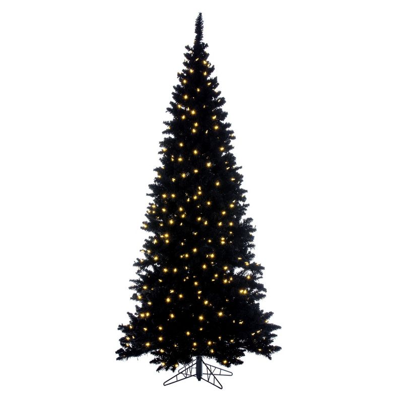 Vickerman Artifical Flocked Black Slim Fir Christmas Tree, 1 of 7