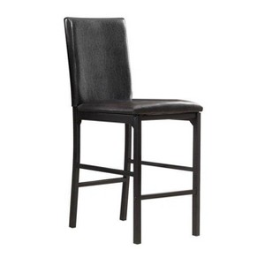 Set of 4 24" Devoe Counter Height Barstools Black - Inspire Q: Faux Leather, Metal Frame, Modern Design - 1 of 4