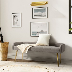 Emilio Fall Modern 55.25 Wide Upholstered Low Back Bench with Sturdy Golden Metal Tapered Leg Deal of the day| ART OF LIVING DESIGNS - 1 of 4