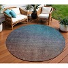 Teal Blue Chocolate And Charcoal Ombre Washable Indoor Outdoor Area Rug - 2 of 4