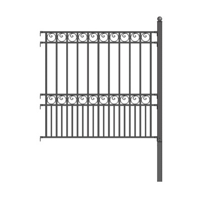 Paris Style 5.5 x 5 ft Black Steel Ornamental Fence