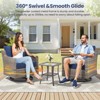 Buenhomino 3-Piece Patio Wicker Furniture Sets, Outdoor Cushioned Bistro Swivel Rocking Chairs Set with Glass Top Side Table, Beige - 3 of 4