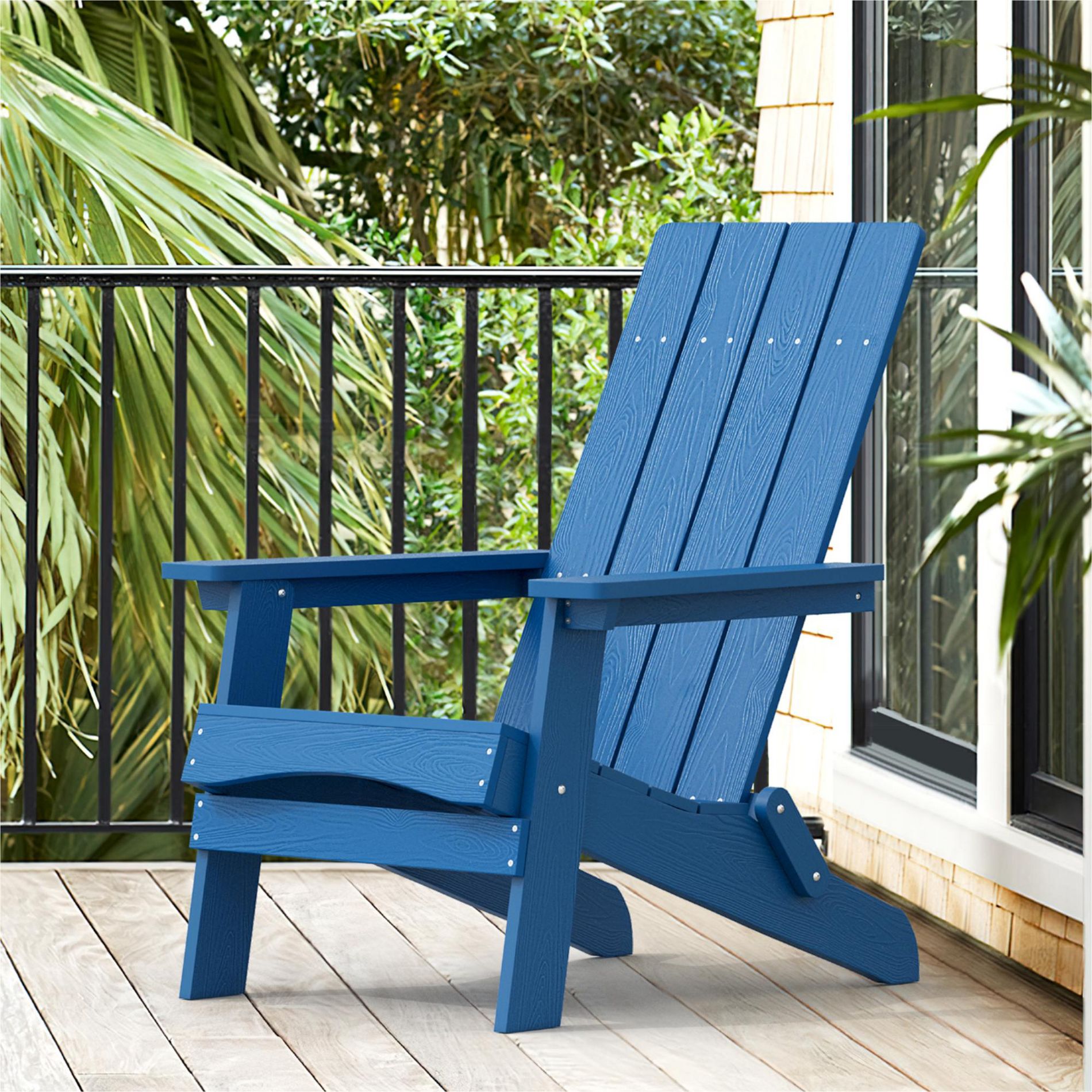 Folding Adirondack Chair, HDPS Poly Chair, Weather Resistant, Outdoor HIPS Adirondack Fire Pit Chair for Patio, Pool, Garden, Backyard