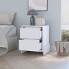 GlasFlength Nightstands Modern Nightstand Bedroom Nightstand Elegant Bedside Table with 2 Drawers for Living Room, White, 17.01"*14.57"*19.92" - 2 of 4