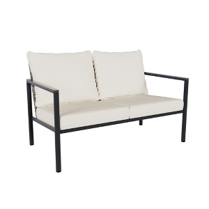 YARDSIGHT Modern Comfortable Loveseat - Galvanized Steel Frame & Woven Rattan Design, Stylish 2-Seater Sofa for Living Room, Patio, Balcony - 1 of 4