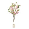 5Ft Artificial Trees Tall Fake Plant in White Planter Pot Faux Bougainvillea Faux Tree for Living Room Indoor Home Decor Front Porch Office Decor - 3 of 4