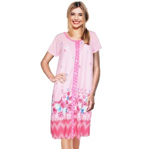 JEFFRICO Womens Nightgowns Short Sleeve Sleepwear Soft Pajama Dress Nightshirts - 1 of 4