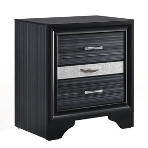 Vynxaria Contemporary 3-Drawer Nightstand - Black, Dedicated Felt-Lined Jewelry Drawer, 3/4 Extension Design, Bedroom Storage Furniture - 1 of 4
