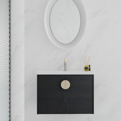 NicBex Floating Bathroom Vanity with Sink,Bathroom Sink Vanity with Soft Close Doors,Bathroom Sink Cabinet for Small Bathroom,Black/White