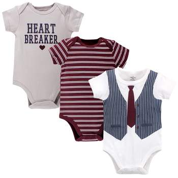 Little Treasure Baby Boy Cotton Bodysuits 3pk, Heart Breaker Navy