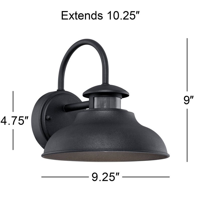 John Timberland Midland Industrial Outdoor Wall Light Fixture Black Motion Sensor Dusk to Dawn 9" for Post Exterior Barn Deck House Porch Yard Patio, 4 of 7