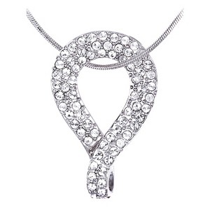Anna-Kaci Women's Crystal Teardrop Pendant Necklace, Sparkling and Elegant Design with Adjustable Chain for Special Occasions - Apple - 1 of 4