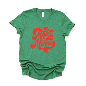 Make It Merry Cursive Distressed - Women's Short Sleeve Graphic T-Shirt - 1 of 4