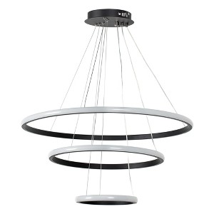 DORESshop 23.62 in. 120 watt 3 Ring Modern Tiered Black Integrated LED Semi-Flush Mount Ceiling Light for Dining room, Bedroom - 1 of 4