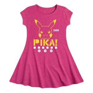 Girls' - Pokémon - Pika Face Fit & Flair Cap Sleeve Dress - 1 of 3