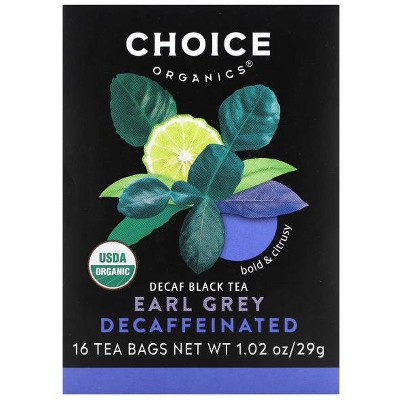 Choice Organic Teas, Decaf Black Tea, Earl Grey, 16 Tea Bags, 1.02 oz (29 g)
