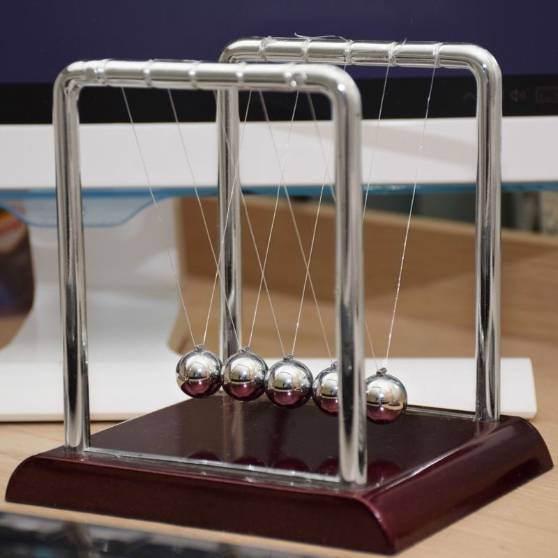 Juvale Newton's Cradle Balance Pendulum, Pendulum Balls Physics Learning Desk Toy for Home and Office, 7x6x7 in, 2 of 7