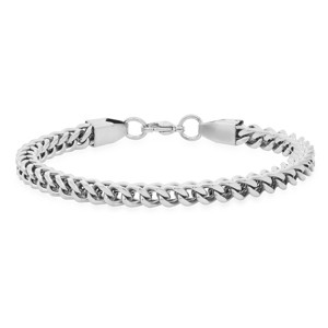 Steeltime Men's stainless steel figaro chain bracelet. Color Options: Silver, Gold, Black - 1 of 4