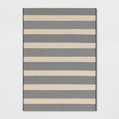 Thick Striped Woven Rectangular Outdoor Area Rug Blue - Threshold™ designed with Studio McGee