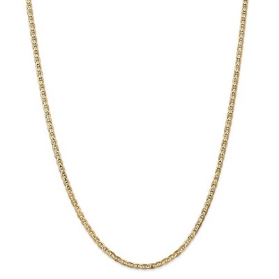 Black Bow Jewelry 3mm 14k Yellow Gold Solid Concave Anchor Chain Necklace