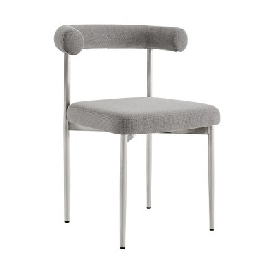 HomeRoots Set of Two Gray And Silver Upholstered Polyester Open Back Dining Side Chairs
