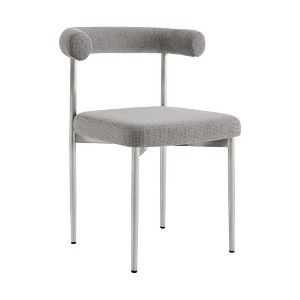HomeRoots Set of Two Gray And Silver Upholstered Polyester Open Back Dining Side Chairs - 1 of 4