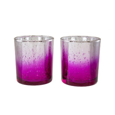 Beachcombers S/2 Pink Ombre Glass Votive