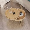 TIRAMISUBEST Modern Round Wood Rotating Tray Coffee Table with Storage & Metal Legs, Center Table with Rotating Top and Hidden Storage - 3 of 4