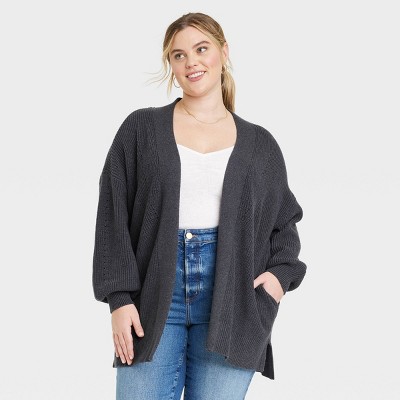 Women's Open-Front Cardigan - Universal Thread™ Dark Gray 4X