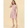 INSPIRE CHIC Women's V-neck Sleeveless Belted Shirtdress Button Down Dress - 2 of 4