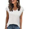 Zeagoo Women's Tank Top V Neck Eyelet T Shirts Cap Sleeve Tops Loose Fit Blouses Dressy Casual Summer Basic Shirts - 4 of 4