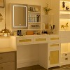 Angel Sar Makeup Vanity Desk with Mirror and Lights, Rattan Vanity Table with 4 Drawers - 2 of 4