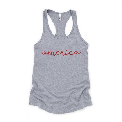 Simply Sage Market Women's America Cursive Racerback Graphic Tank