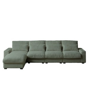TiramisuBest 87" No-Assembly Oversized Sectional Chaise, Plush Reclining Sofa Bed for Indoor Living Room & Bedroom-Beige - 1 of 4